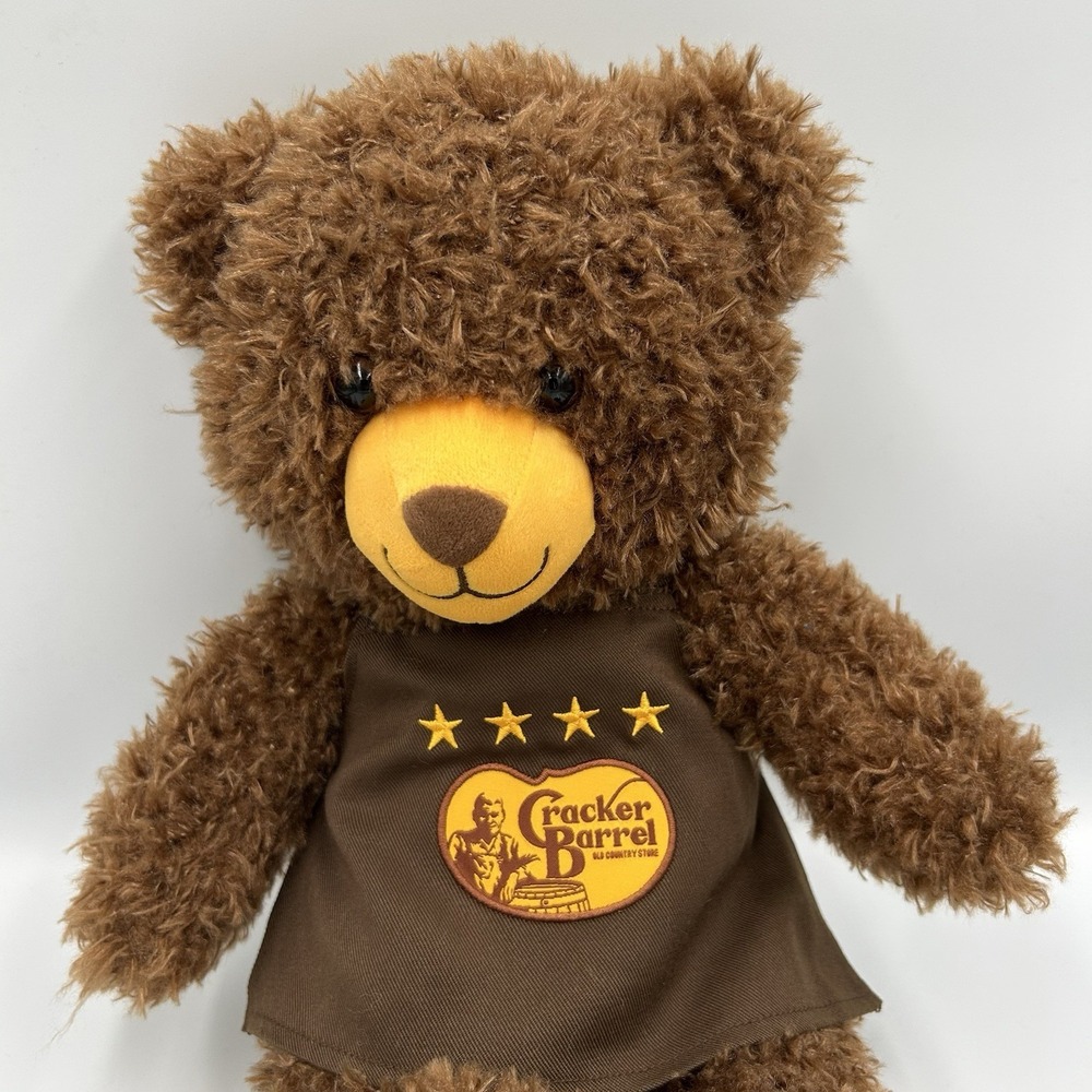 Cracker Barrel Employee Brown Teddy Bear With Apron Plush Stuffed Animal Toy - Picture 3 of 7